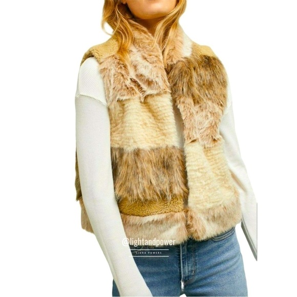 ANTHROPOLOGIE MIXED MEDIA FAUX FUR VEST PATCHWORK SIZE SMALL - Picture 3 of 11